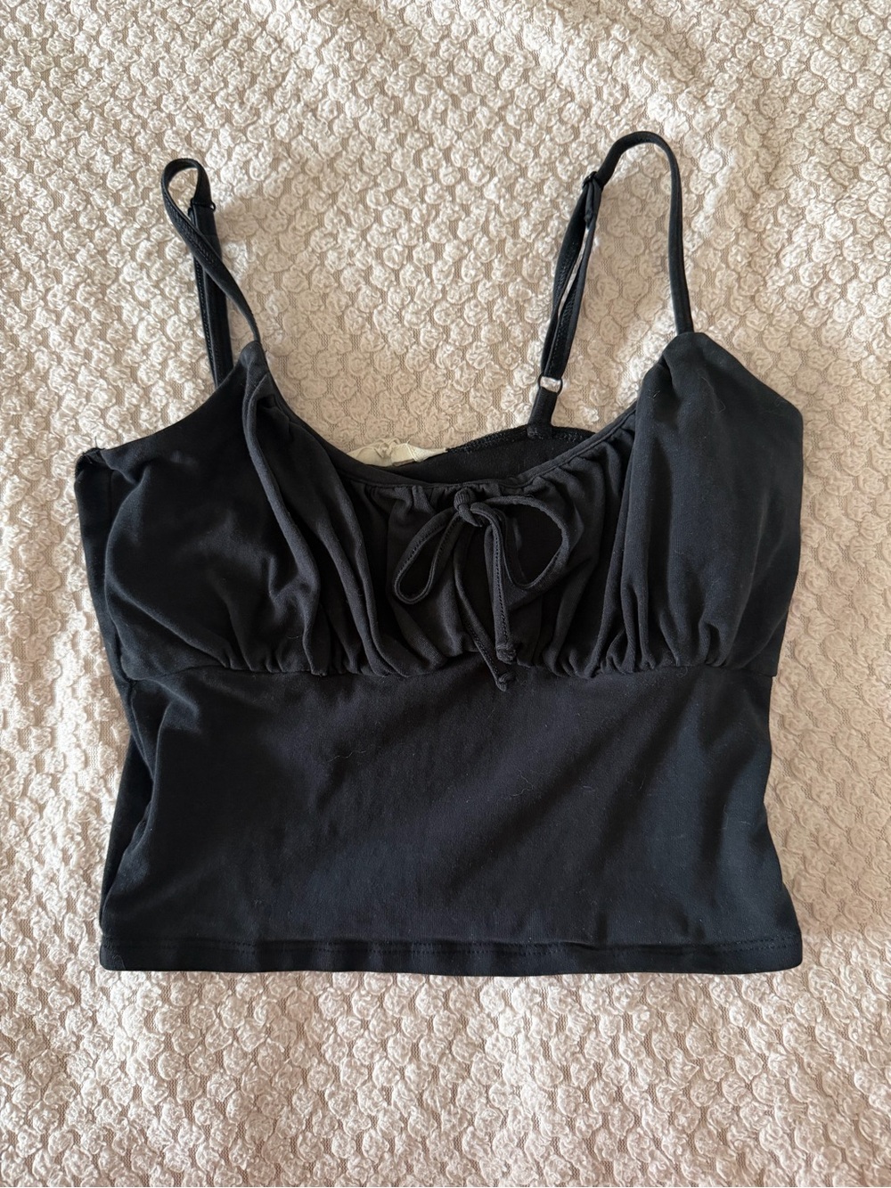 black tie front crop top